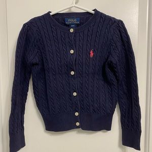 4T girl - Polo Ralph Lauren navy cable knit cotton cardigan